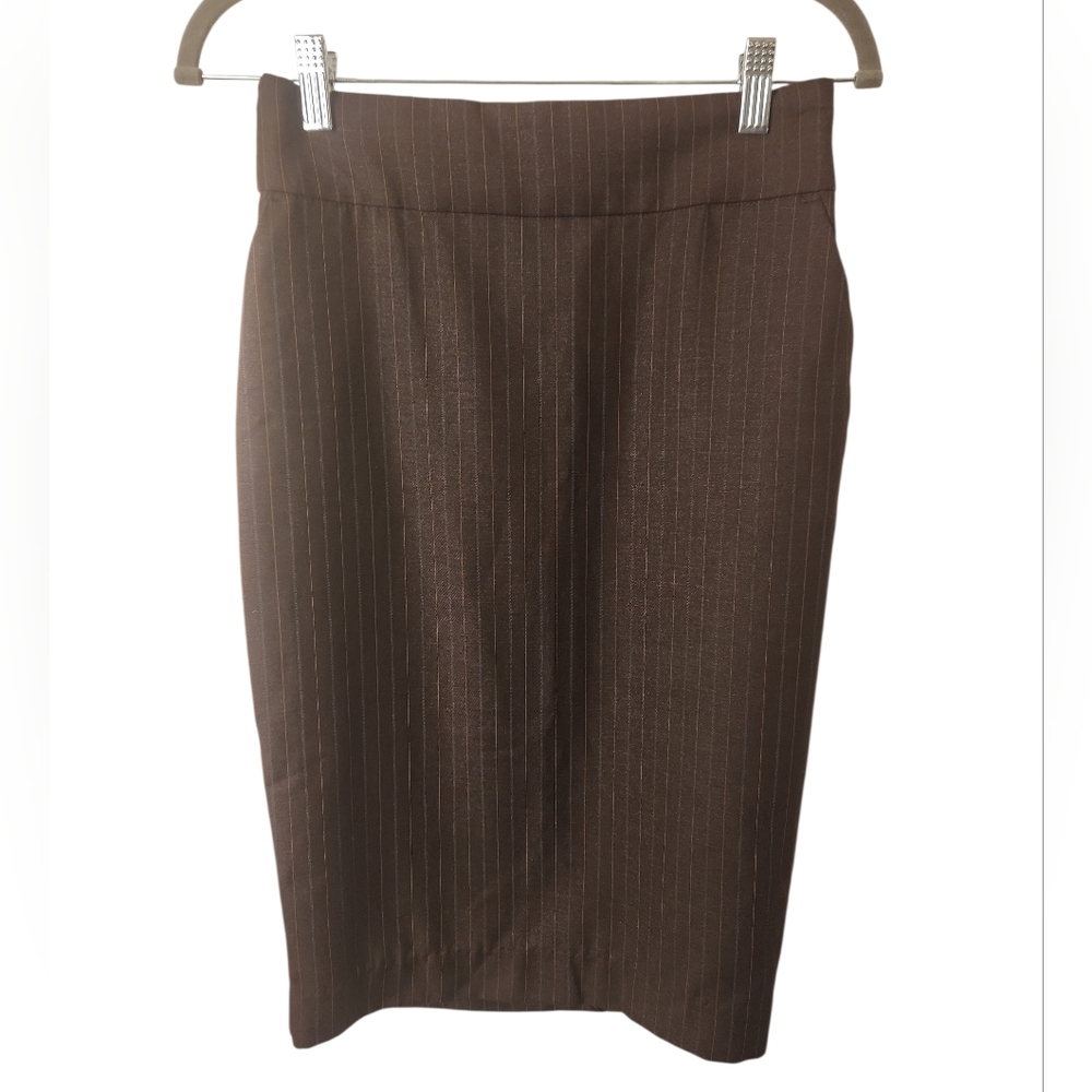 Vintage Old Navy Women's Brown Pinstripe Pencil Skirt Size 0